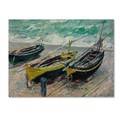 Trademark Fine Art Monet 'Three Fishing Boats' Canvas Art, 18x24 AA00683-C1824GG